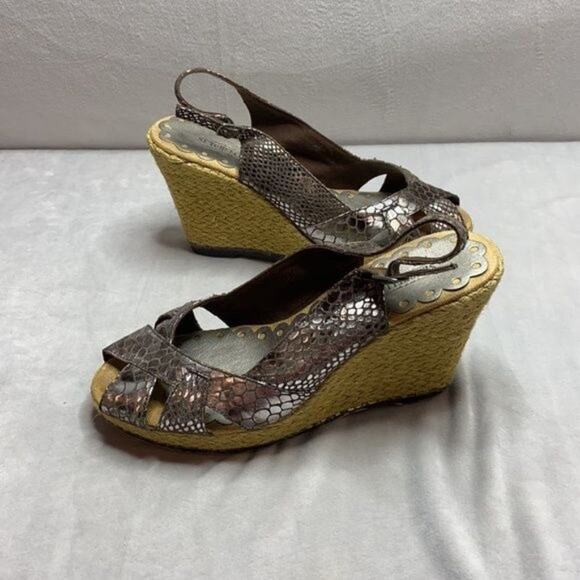 Seychelles Metallic Snake Skin Espadrille Wedges size 10 - Picture 6 of 10